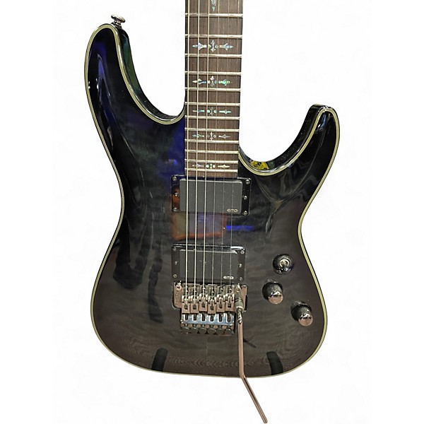 Used Schecter Guitar Research Damien Elite 6 Floyd Rose See-Thru Black Solid Body Electric Guitar