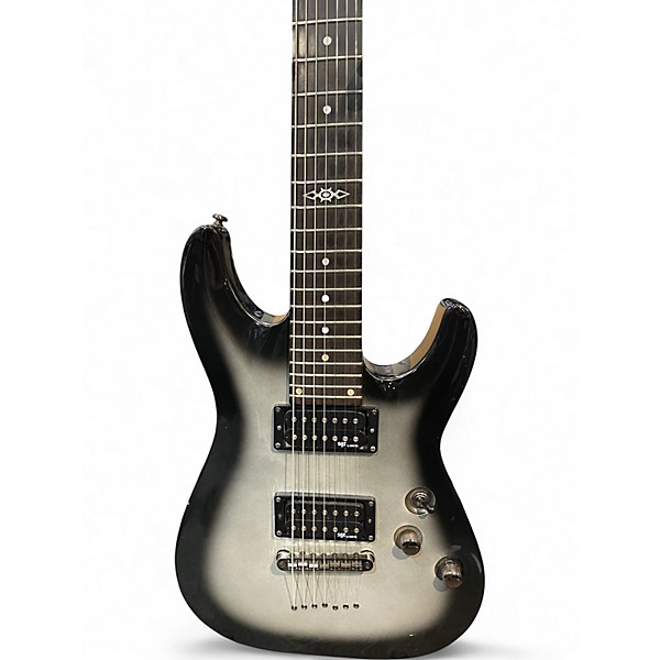 Used Schecter Guitar Research Hellraiser C7 7 String Black and Silver Solid Body Electric Guitar