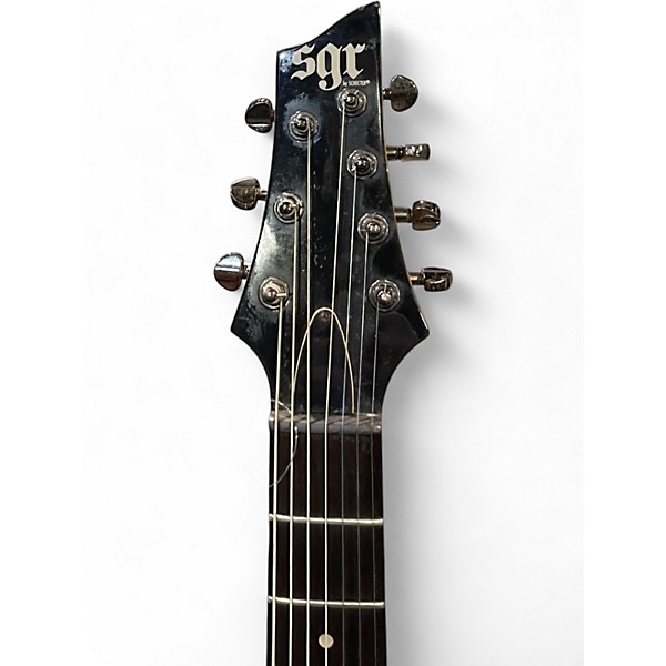 Used Schecter Guitar Research Hellraiser C7 7 String Black and Silver Solid Body Electric Guitar