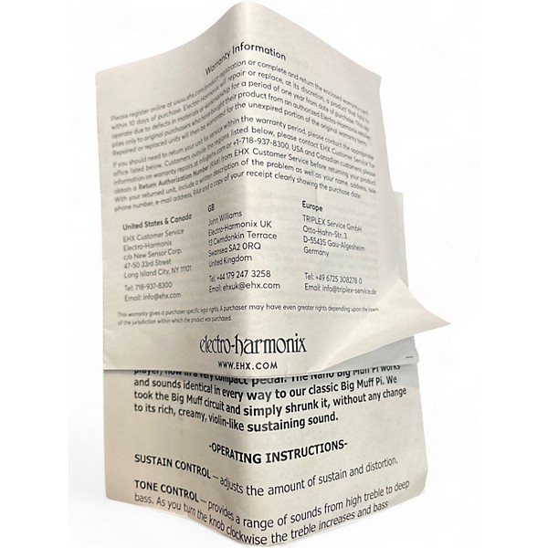 Used Electro-Harmonix Nano Big Muff Distortion Effect Pedal