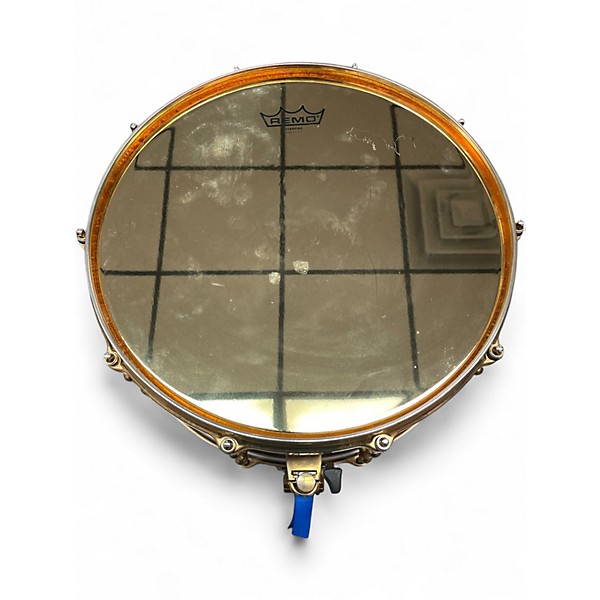 Used Spaun 14in VENTED STEEL SNARE DRUM GOLD Drum