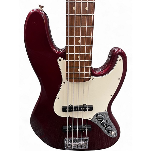 Used 2000s Fender Standard Jazz Bass 5-String Wine Red Electric Bass Guitar