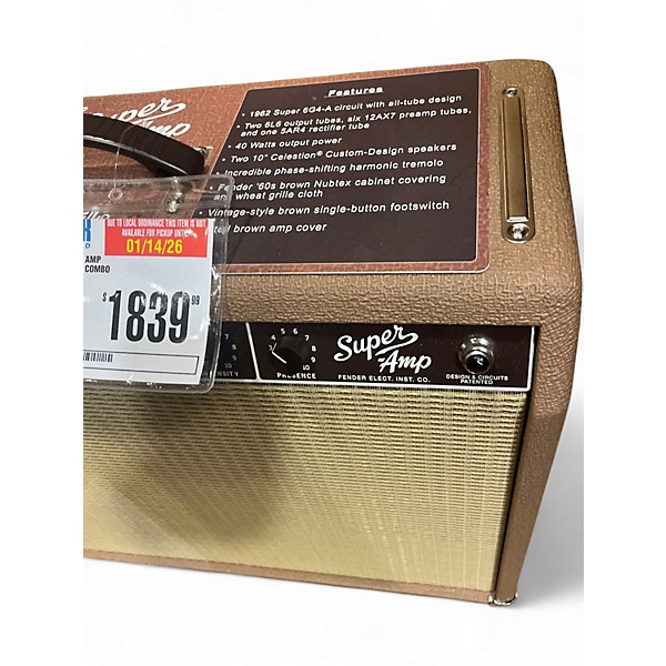 Used Fender 62 Super Amp 40W 2x10 Tube Guitar Combo Amp