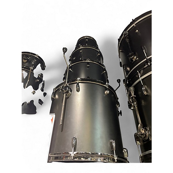 Used Q Drum Co. 9 Piece Birch Recording Custom Satin Black Drum Kit