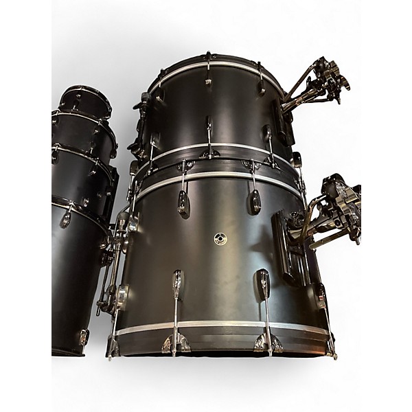 Used Q Drum Co. 9 Piece Birch Recording Custom Satin Black Drum Kit