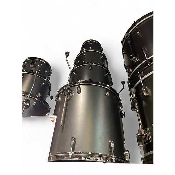 Used Q Drum Co. 9 Piece Birch Recording Custom Satin Black Drum Kit