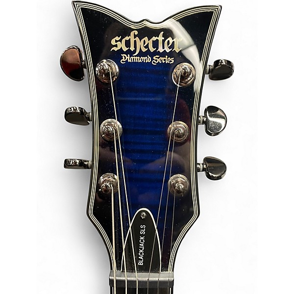 Used 2013 Schecter Guitar Research Blackjack Solo 6 Blue Burst Solid Body Electric Guitar