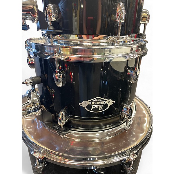 Used Pearl 5 Piece Export Series 5-Piece Drum Kit Black and Silver Drum Kit