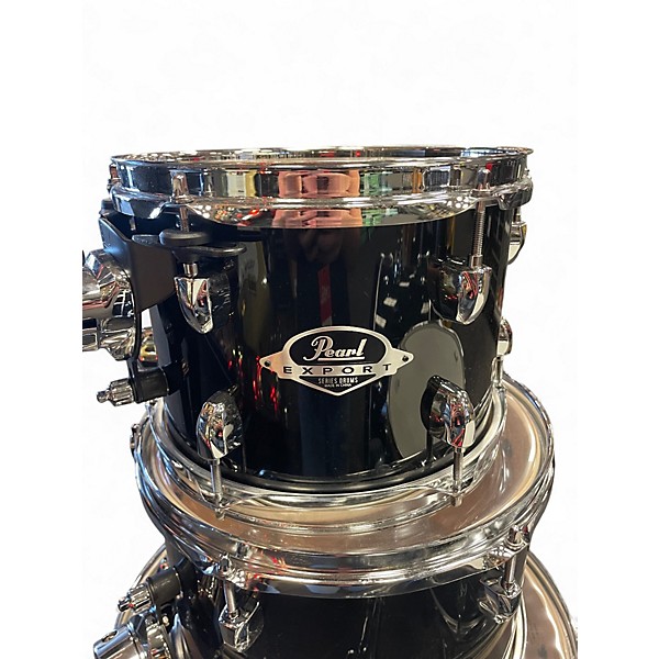 Used Pearl 5 Piece Export Series 5-Piece Drum Kit Black and Silver Drum Kit