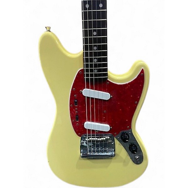 Used Fender Japanese Mustang Yellow Solid Body Electric Guitar