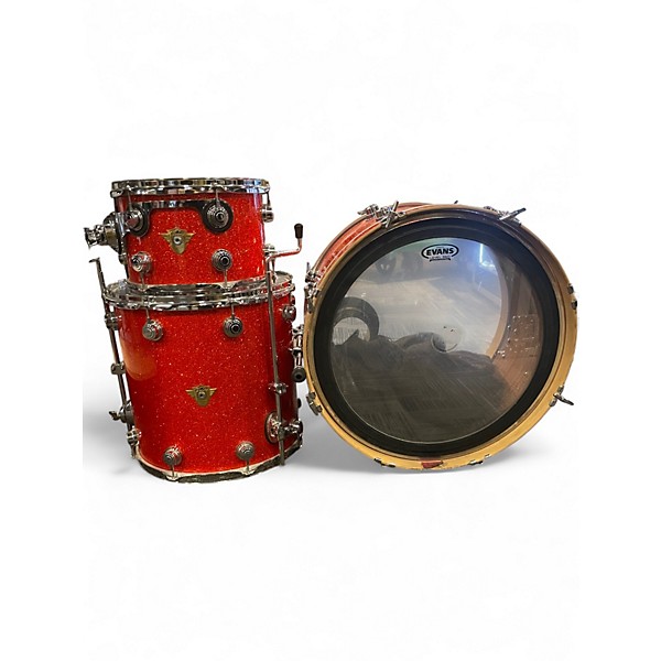 Used DW 3 Piece Classic Series Mahogany TANGERINE GLASS Drum Kit