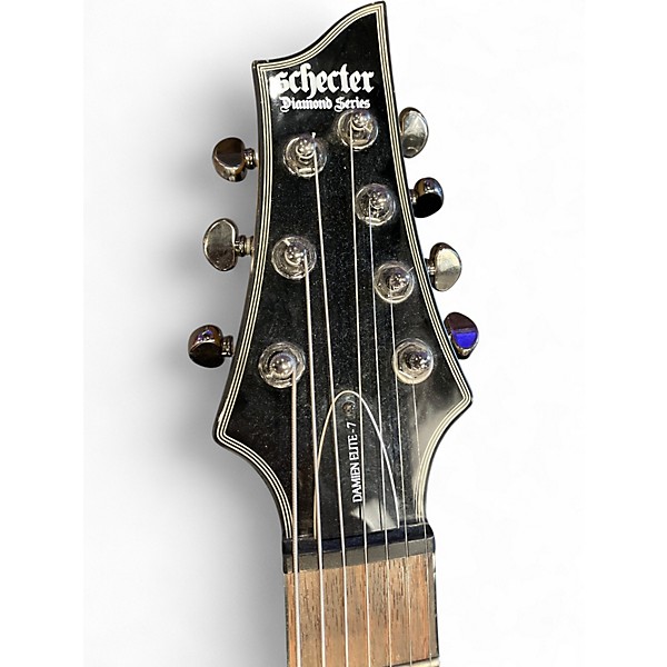 Used Schecter Guitar Research Damien Elite 7 Black Solid Body Electric Guitar