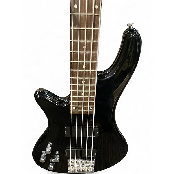 Used Schecter Guitar Research Stiletto Deluxe 5 String LH Black Electric Bass Guitar