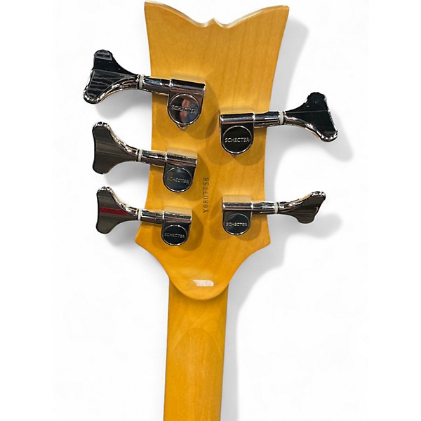 Used Schecter Guitar Research Stiletto Deluxe 5 String LH Black Electric Bass Guitar