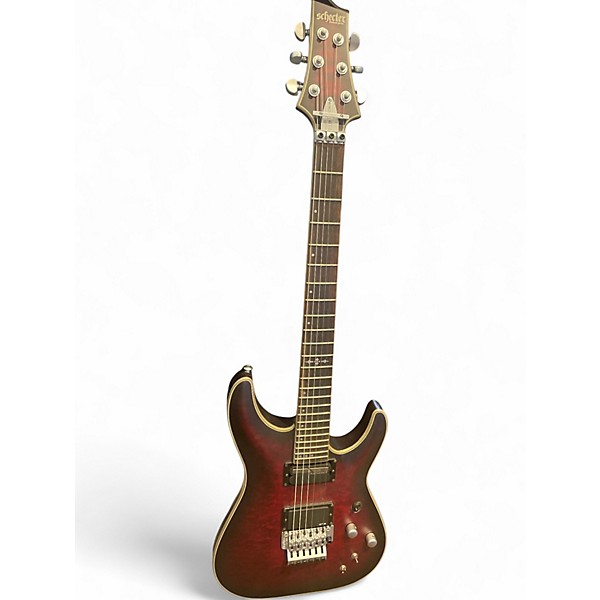 Used Schecter Guitar Research C1 Platinum FR S Satin Crimson Red Burst Solid Body Electric Guitar