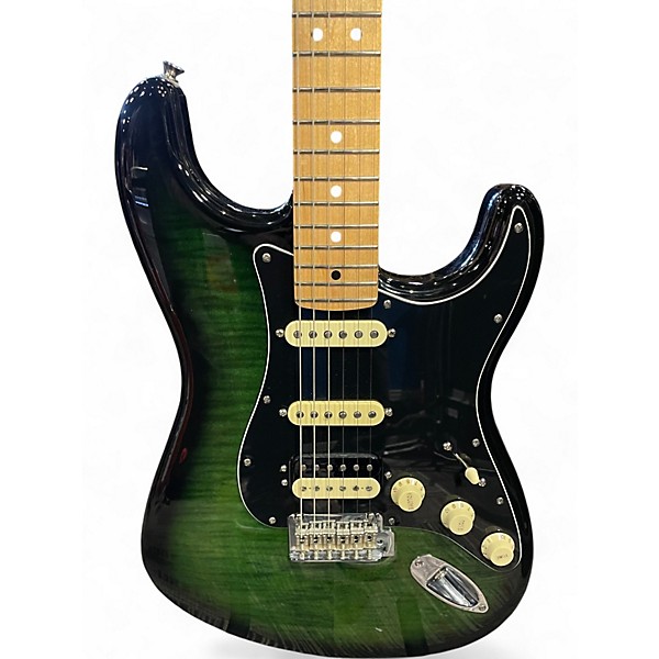 Used Fender Player Stratocaster HSS Plus Top Limited Edition Green Burst Solid Body Electric Guitar