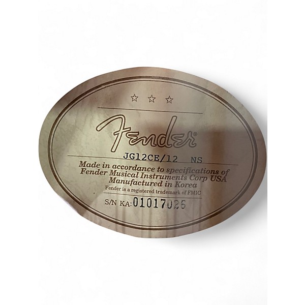 Used Fender JG12CE/12 Natural 12 String Acoustic Electric Guitar