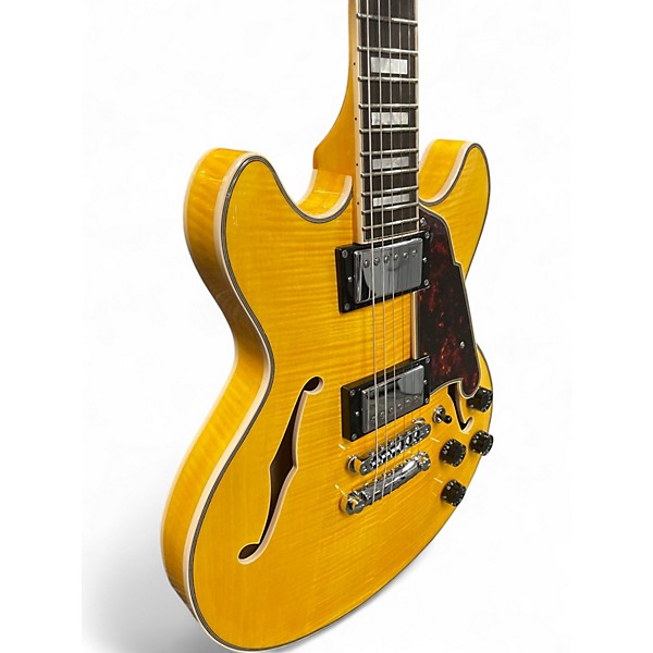 Used 2023 Dangelico Premier Mini DC Blonde Flame Top Hollow Body Electric Guitar