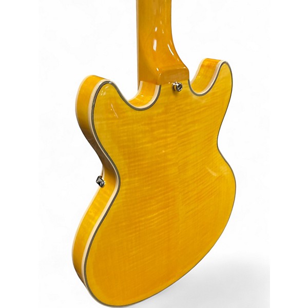 Used 2023 Dangelico Premier Mini DC Blonde Flame Top Hollow Body Electric Guitar