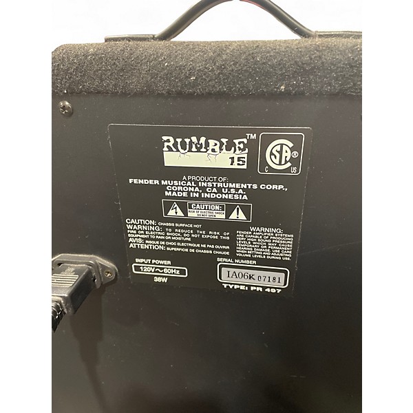 Used Fender Rumble 15 15W 1X8 Bass Combo Amp