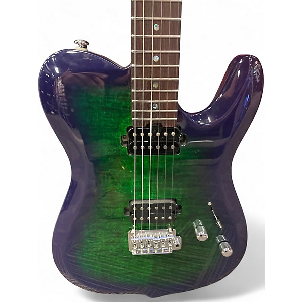 Used M Musi Virgo Fusion Green Burst Solid Body Electric Guitar