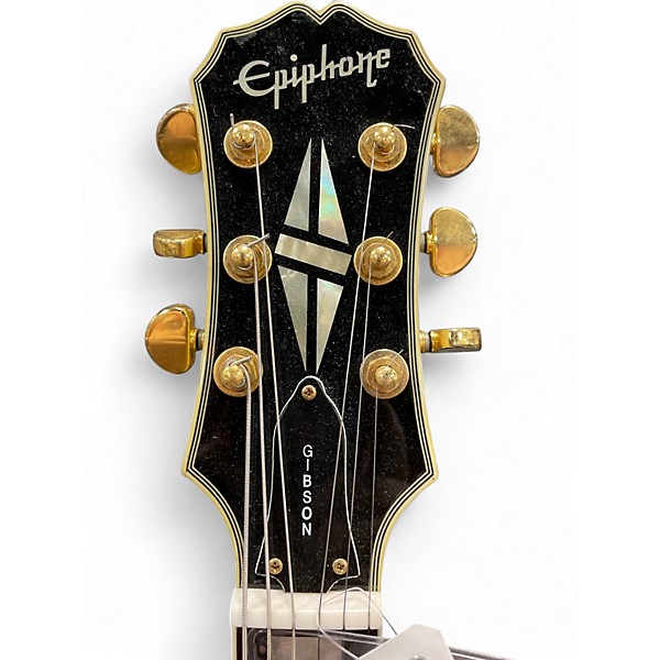 Used 2002 Epiphone Les Paul Custom Alpine White Solid Body Electric Guitar