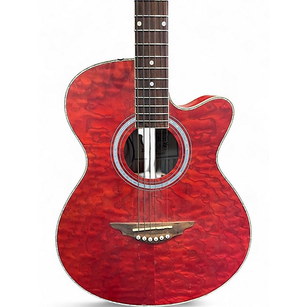 Used Morgan Monroe Quilted Ash Red Acoustic Guitar