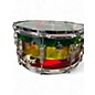 Used Ludwig 14in Vistalite Island Sunset Snare GREEN, YELLOW, RED Drum
