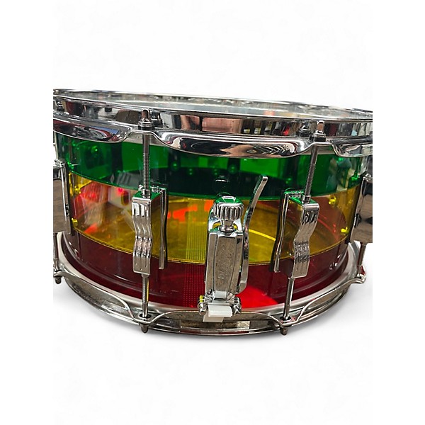 Used Ludwig 14in Vistalite Island Sunset Snare GREEN, YELLOW, RED Drum