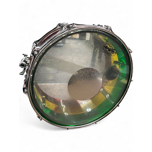 Used Ludwig 14in Vistalite Island Sunset Snare GREEN, YELLOW, RED Drum