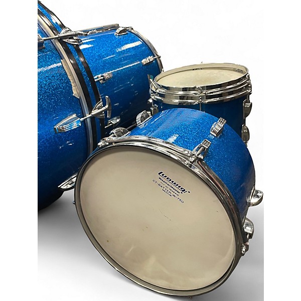 Vintage 1975 Ludwig 5 Piece Classic Blue Sparkle Drum Kit