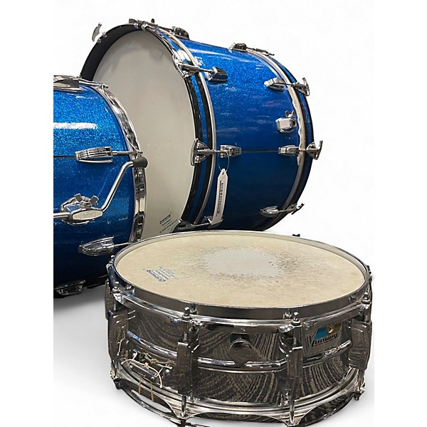 Vintage 1975 Ludwig 5 Piece Classic Blue Sparkle Drum Kit