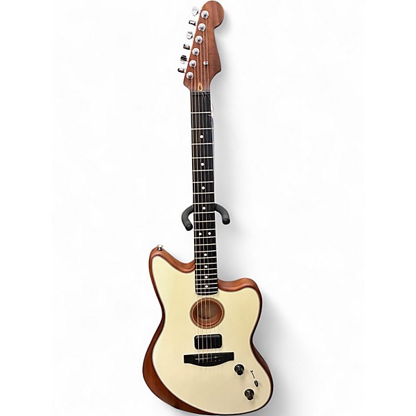 Used 2021 Fender American Acoustasonic Jazzmaster White Acoustic Electric Guitar