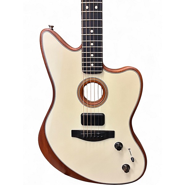 Used 2021 Fender American Acoustasonic Jazzmaster White Acoustic Electric Guitar