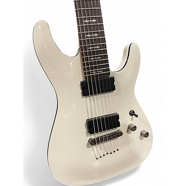 Used Schecter Guitar Research Demon 7 String Vintage White Solid Body Electric Guitar