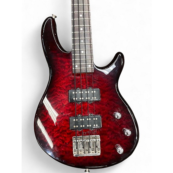 Used Schecter Guitar Research Raiden Special 4 String Trans Red Electric Bass Guitar