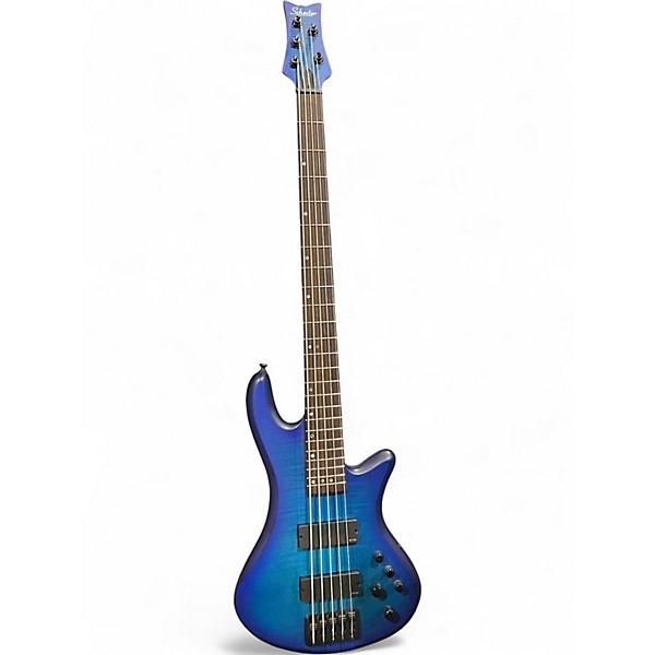 Used Schecter Stiletto 5 String Blue Burst Electric Bass Guitar