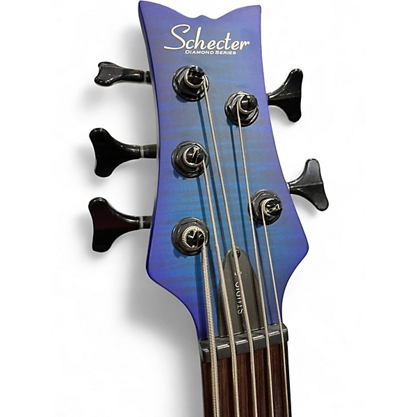 Used Schecter Stiletto 5 String Blue Burst Electric Bass Guitar