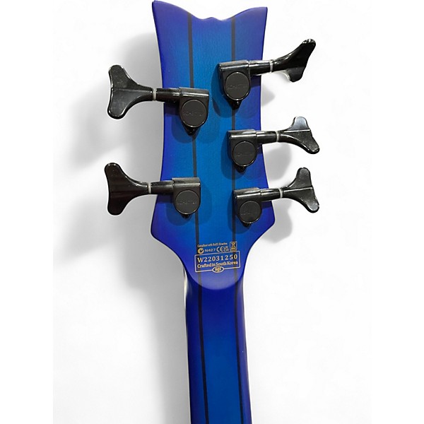 Used Schecter Stiletto 5 String Blue Burst Electric Bass Guitar