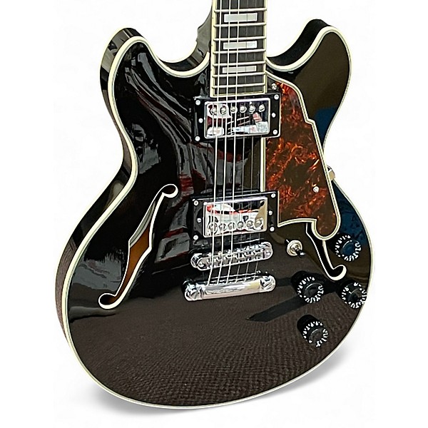 Used D'Angelico Premier Mini DC Black Flake Hollow Body Electric Guitar