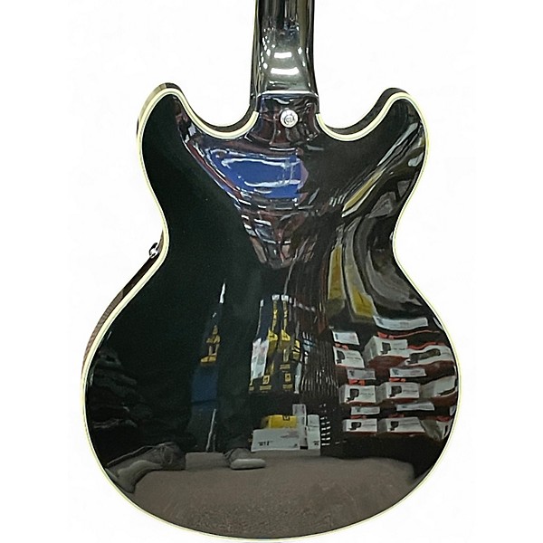 Used D'Angelico Premier Mini DC Black Flake Hollow Body Electric Guitar