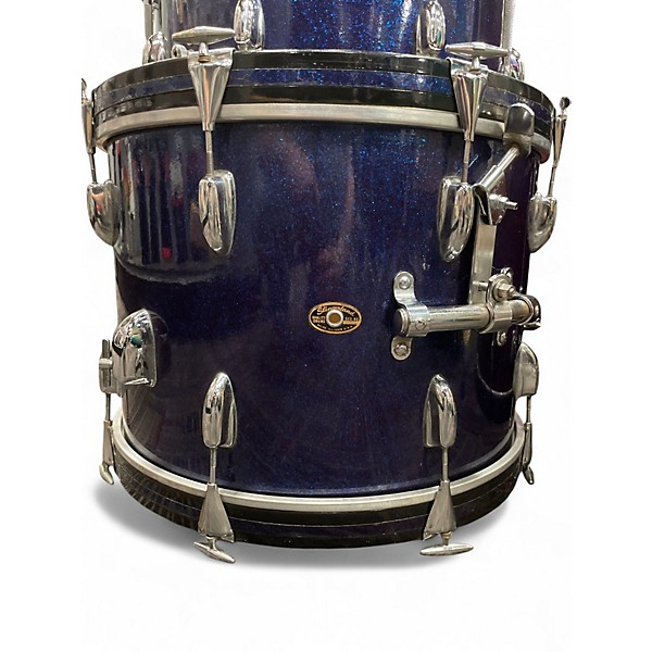 Vintage 1960s Slingerland 3 Piece Gene Krupa Deluxe Sparkling Blue Drum Kit