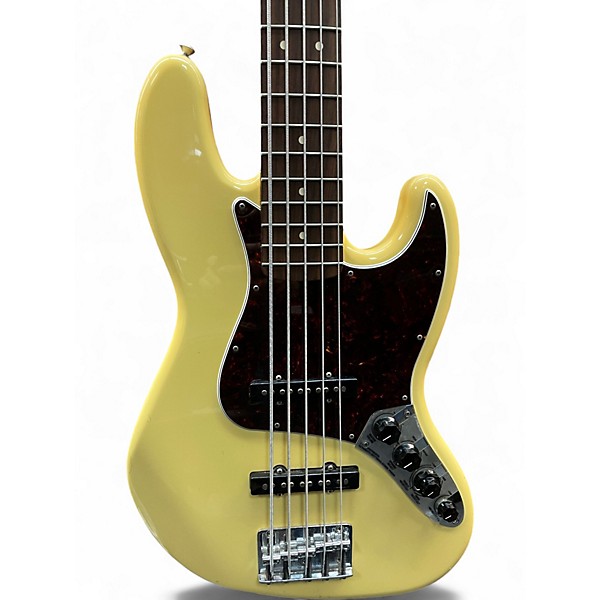 Used 2015 Fender Mexican Deluxe Jazz Bass V Vintage White Electric Bass Guitar
