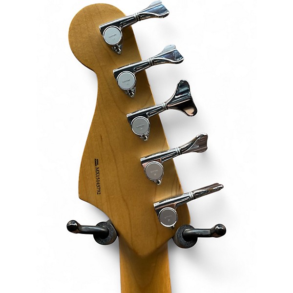 Used 2015 Fender Mexican Deluxe Jazz Bass V Vintage White Electric Bass Guitar