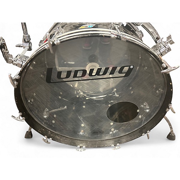Vintage 1970s Ludwig 4 Piece 3 piece kit vistalite Black Drum Kit