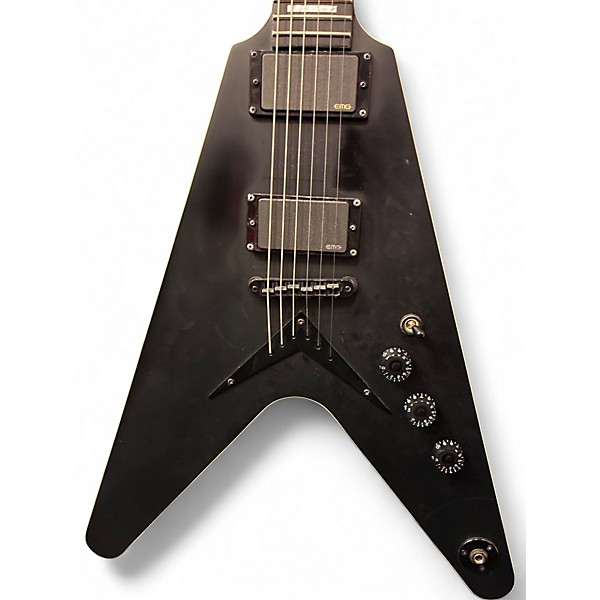Used Dean V Stealth Satin Black Solid Body Electric Guitar