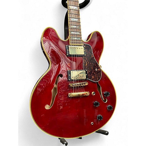 Used SX 335 Style Trans Red Hollow Body Electric Guitar