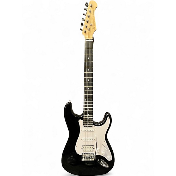 Used Donner STANDARD SERIES STRATOCASTER Black Solid Body Electric Guitar