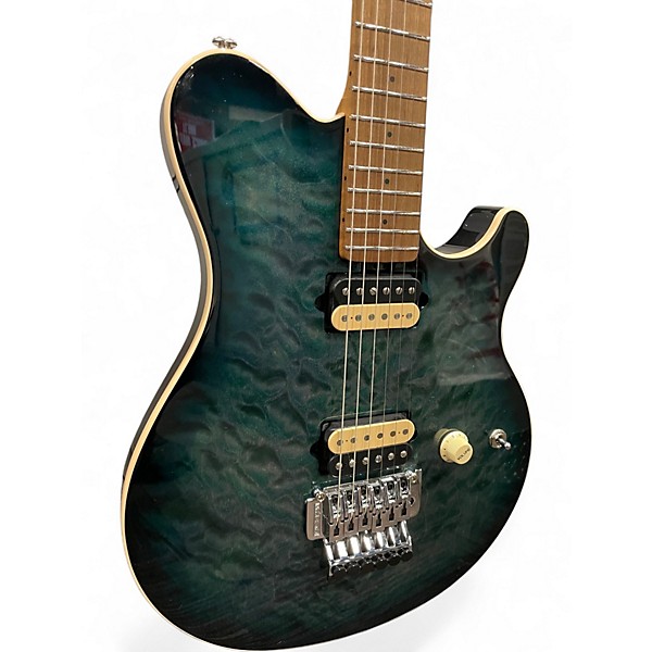 Used Ernie Ball Music Man AXIS YUCATAN BLUE QUILT Solid Body Electric Guitar