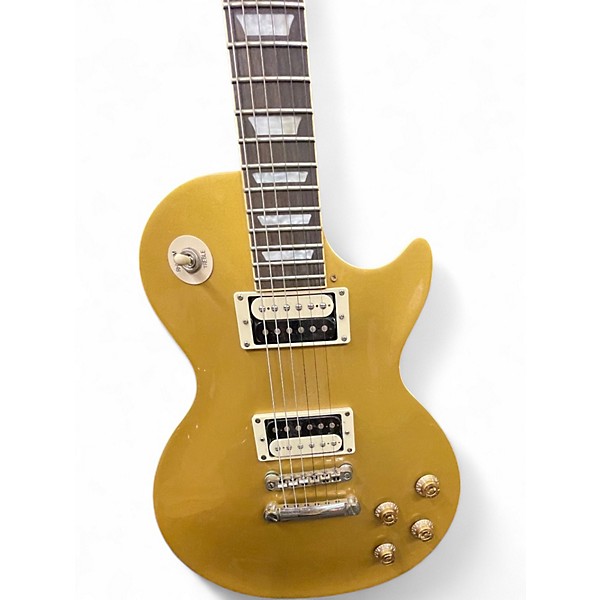 Used 2015 Epiphone Limited Edition Les Paul Traditional Pro Metallic Gold Solid Body Electric Guitar